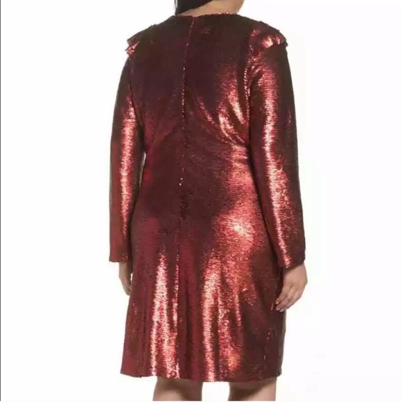 Glamorous Red sequin dress with ruffle detail * Closeout * - Picture 2 of 6